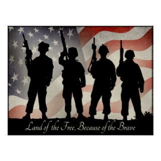 Land of the Free Because of the Brave 24 x 18 Posters