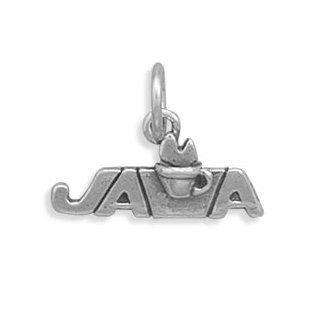 Java Coffee Cup Charm Sterling Silver   Made in the USA Bead Charms Jewelry