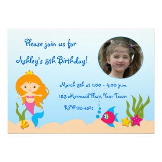 Mermaid Photo Birthday Invitation