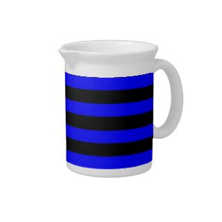 Blue Dark And Black Horizontal Stripes Pattern Beverage Pitcher