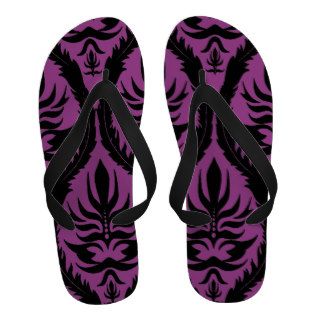 Purple And Black Damask Pattern Sandals
