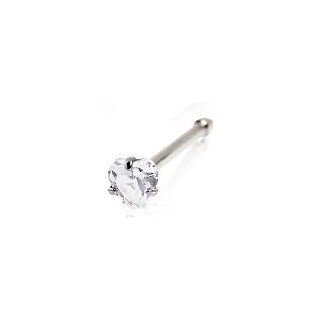 Beautiful Clear Heart Shaped CZ On Implant Grade 316L Nose Stud  18G, 3mm Ball Size  Sold as a Pair Body Piercing Screws Jewelry