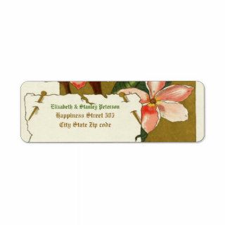 Vintage pink oleander flowers wedding label