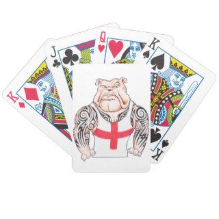 English Bulldog with Tribal Tattoos Playing Cards