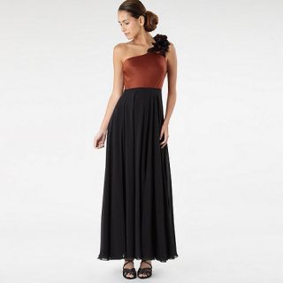 Principles by Ben de Lisi Black appliqued corsage colour block dress