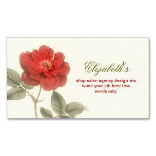 red vintage rose blossom business card design