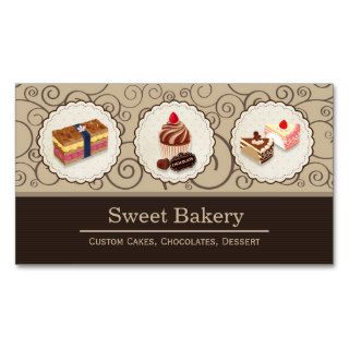 Sweet Bakery Store Custom Cakes Chocolates Dessert Business Card