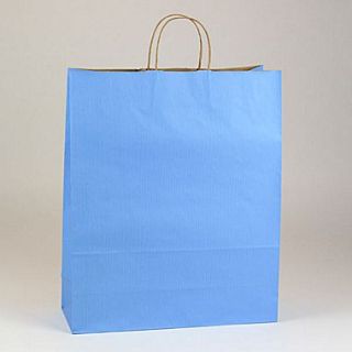 Shamrock 19 1/4 x 16 x 6 Shadow Stripe Zebra Kraft Paper Shopping Bags, French Country Blue  Make More Happen at