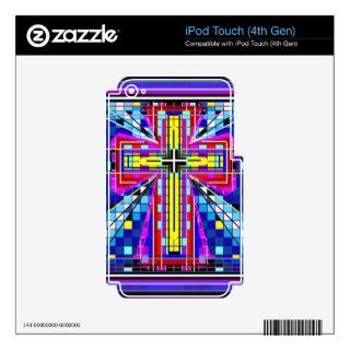Multi color stained glass Cross iPod Touch 4G Skin
