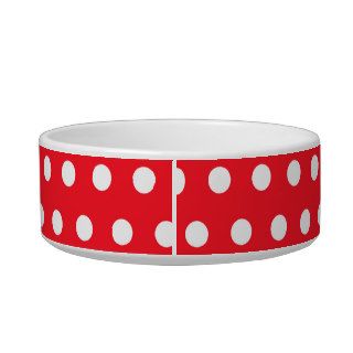 Red and White Polka Dot Pattern. Spotty. Cat Food Bowls