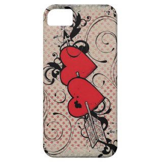 Red black grunge hearts tattoo style iphone 5 case