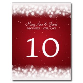 Elegant Table Number Magic Sparkle Red Post Card