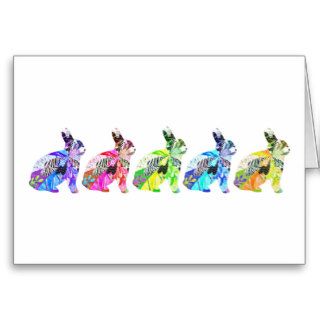5 COLORFUL BUNNY RABBITS GREETING CARDS