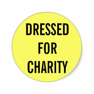 Dressed For Charity Yellow Round Sticker