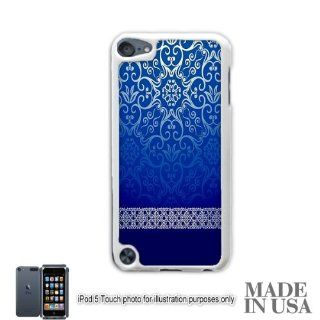 Live the Life You Love (Not Actual Glitter)   Vintage Blue Gold Damask Pattern Lace iPod Touch 5 5G Hard Case   WHITE by Unique Design Gifts Cell Phones & Accessories
