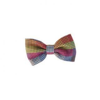 Mrs Bow Tie Men's Bright Tiny Houndstooth Check Bow Tie Standard Butterfly Multicoloured at  Mens Clothing store