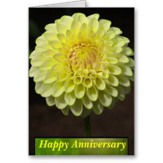 Yellow Dalia Flower Happy Anniversary Greeting Cards
