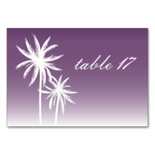 Palm Trees Purple Wedding Table Number Card Table Cards