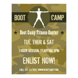 Body Madness Green Camo Boot Camp Fitness Flyers Full Color Flyer