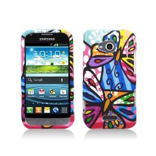 Pink Blue Butterfly Hard Cover Case for Samsung Galaxy Victory 4G LTE SPH L300 Cell Phones & Accessories