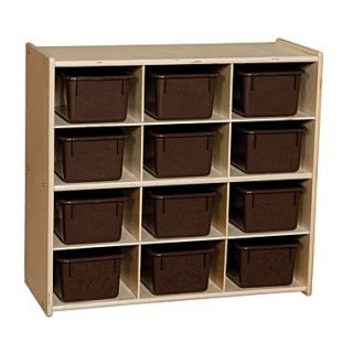 Wood Designs™ Contender™ 27 1/4H Assembled 12 Cubby Storage Unit With Chocolate Tubs, Baltic Birch  Make More Happen at