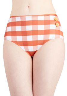 Pool Party Picnic Swimsuit Bottom in Orange Gingham  Mod Retro Vintage Bathing Suits