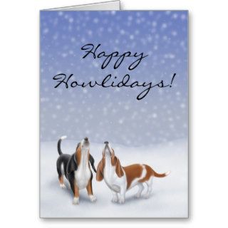 Customizable Happy Howlidays Basset Hound Dogs Car Card