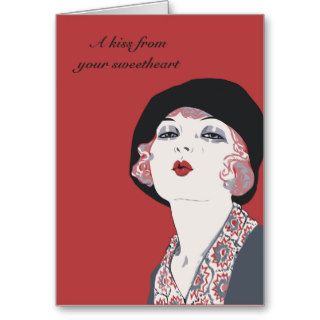 Retro 1920s Jazz Age Style flapper girl lovers' Greeting Card