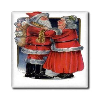 3dRose ct_78761_1 Mr. and Mrs. Claus Vintage, Vintage Christmas, Cute, Nostalgic, Father Christmas, Santa Claus Ceramic Tile, 4 Inch  
