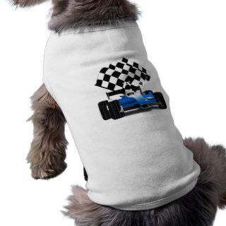 Blue Race Car with Checkered Flag Dog Clothes