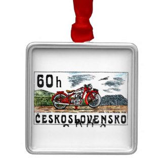 1975 Czech Jawa 175 Motorcycle Postage Stamp Christmas Tree Ornament