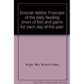 Solunar tables Forecast of the daily feeding times of fish and game for each day of the year Mrs. Richard Alden Knight Books