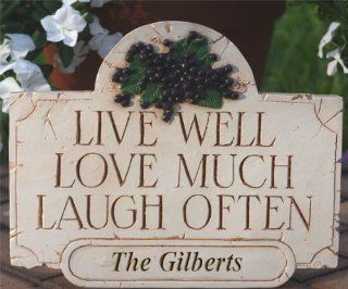 Live Well Love Much Laugh Often Personalized Wall Plaque   Live Love Laugh Signs