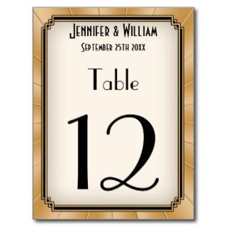 Vintage Art Deco Gatsby Style Wedding Table Number Postcards