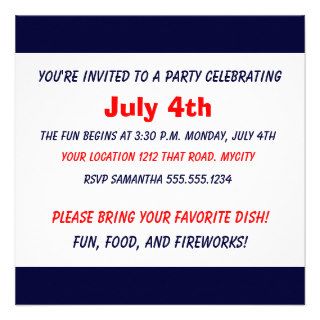 4th of July BBQ Personalized Invite