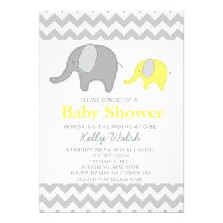 Elephant Baby Shower Invitations Chevron