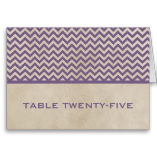 Purple Chic Chevron Table Number Card