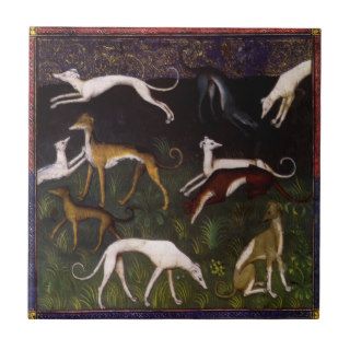 Medieval Greyhounds Fine Art Tile