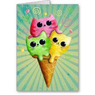 Cute Kitty Cat Ice Cream Cards