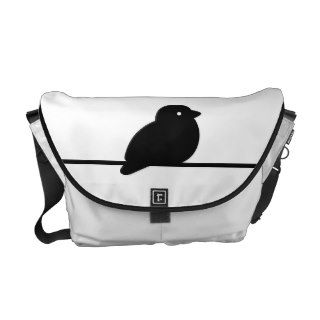 Black And White Little Bird Silhouette Messenger Bag