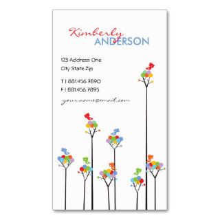 Dotted Trees & Cute Birds Fun Custom Profile Card Business Card Templates