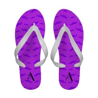Monogram neon purple mustache pattern sandals