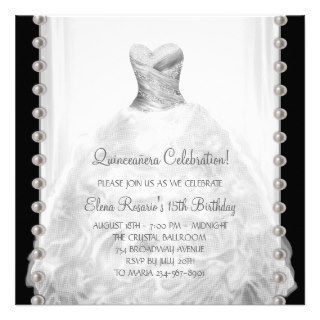 Black and White Quinceanera Invitations