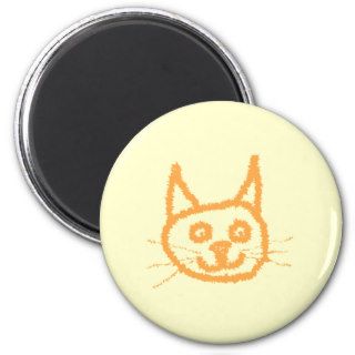 Cute ginger cat cartoon, on cream. magnet
