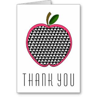 Teacher Thank You Card   Houndstooth Apple