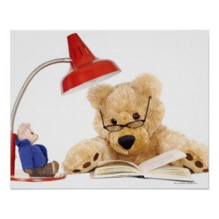 Teddy bear reading book posters