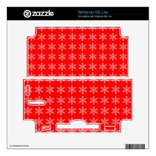 White Snowflake Pattern with Red Background Nintendo DS Lite Skins