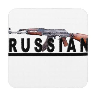 AK 47 Russian Propaganda Vintage Style T shirt.png Coaster