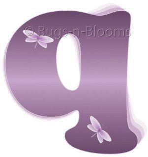 "q" Purple Dragonfly Alphabet Letter Name Wall Sticker   Decal Letters for Children's, Nursery & Baby's Room Decor, Baby Name Wall Letters, Girls Bedroom Wall Letter Decorations, Child's Names. Dragonflies Mural Walls Decals Baby 