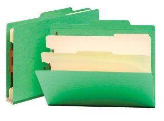 Smead Classification Folder, Letter, 2/5 Right Of Center, 2 Dividers, Green, 10 Per Box (14002)  Top Tab Classification Folders 